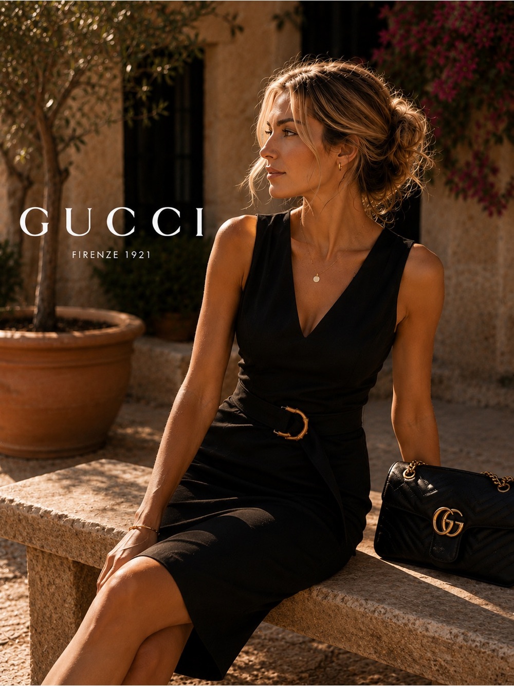 Gucci Black Jersey Belted Sleeveless Mini Dress Size M Made in Italy Authentic